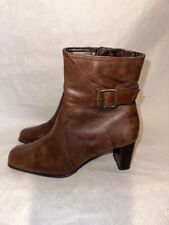 BARRATTS WOMEN'S BROWN LEATHER ZIP&BUCKLE ANKLE BOOTS SHOES UK 6 EU 39 BT151