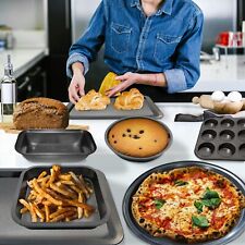 SET OF 8 NON STICK BAKING TRAY PAN SET MUFFIN OVEN ROASTING BAKEWARE ROAST NEW