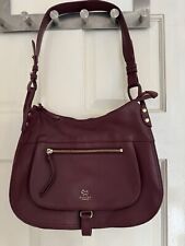 Radley Highgate Wood Medium Zip Tip Hobo Bag Burgundy 