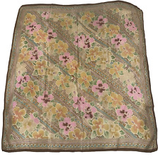 LIBERTY ? PINK GREEN FLORAL &  GEOMETRIC PRINT FINE SILK SCARF