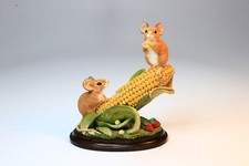 Country Artists Mice Figurine on Corn Cob Handcrafted In England Home Decor
