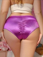 Womens Sexy Purple Satin Pink Lace Briefs CD TV Sissy Panties Knickers 1 XL 18