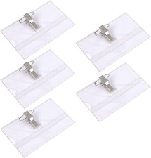 5pcs Name Badges with Crocodile Clip and Safety Pin,Safety Pin & Blank Card Ins