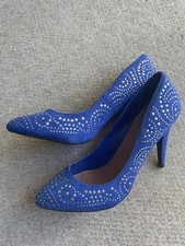 Ladies Definitions Blue Suede Studded Patterned Shoes size 7 good condition