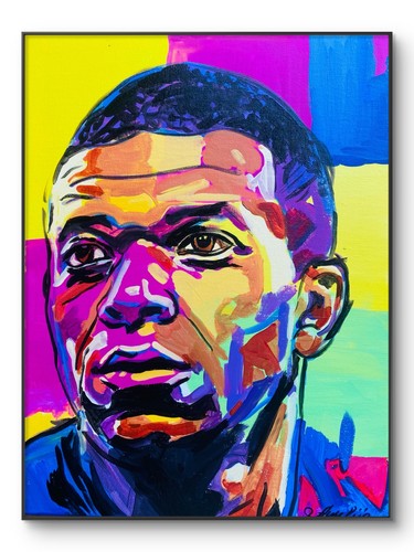 Mbappe neo expressionism - expressionism, 12x16