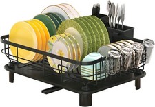 Tianqinuk Dish Drainer Rack with Utensil Holder,Stainless Steel with Swivel Drai