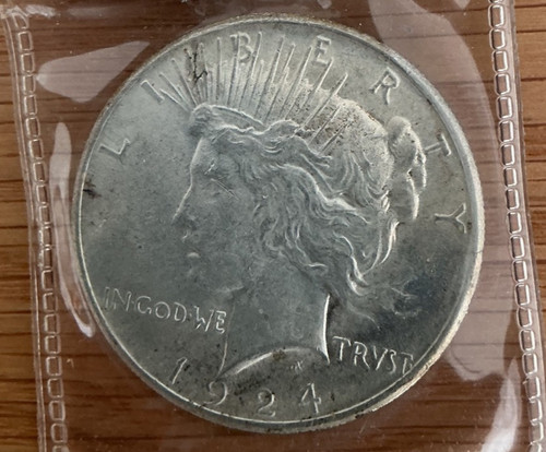 1924 silver peace dollar - silver,