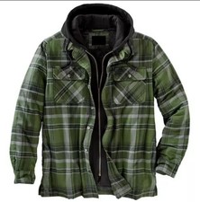 Plaid Lumberjack Jacket Work Hooded Men Shirt Flannel Sherpa New Warm Hoodie UK