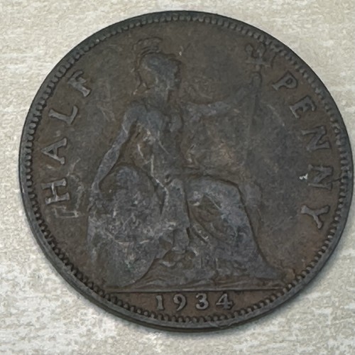King george half penny 1934 - king,