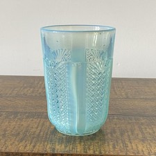 Rare Victorian  Antique c. 1890 Davidson Blue Pearline Glass Richelieu Tumbler