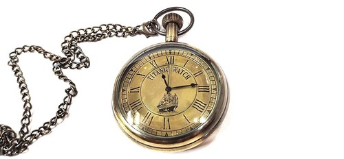 Antique brass pocket watch - brass,