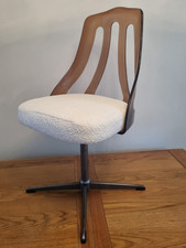 Chromcraft Amber Lucite MCM Swivel Dining Computer/Office Chair - Boucle White