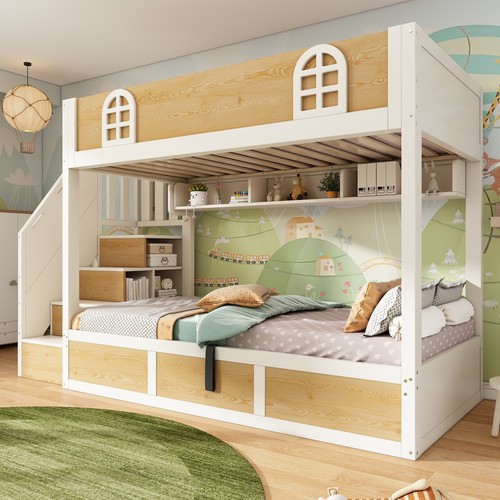 Bunk bed 3ft single wooden - bunk,