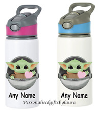 Baby Yoda Personalised Kids Drinks Children 650ml Flip straw Water Bottle