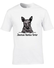 American Hairless Terrier Men's T-Shirt Gift Dog Breed Watercolour Pet Animal 