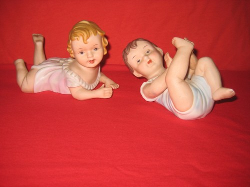 Vintage pottery babies - vintage, figure