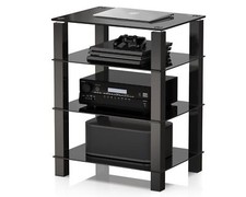 FITUEYES 4-Tier AV HiFi Rack Glass Component Stand Black for TV & Media Units