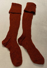 New Hand Knit 100% Shetland Wool Hiking Hunting Kilt Hose Socks Burnt Rust Red