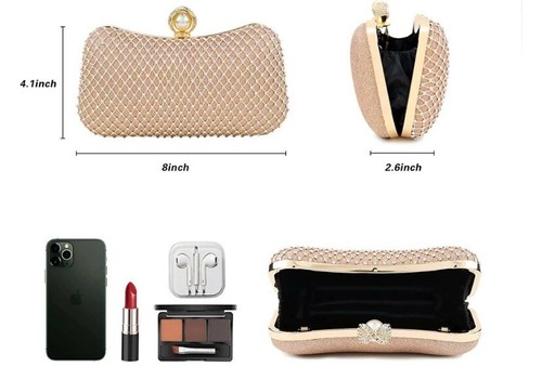 Gold diamante jewel box clutch - diamante,