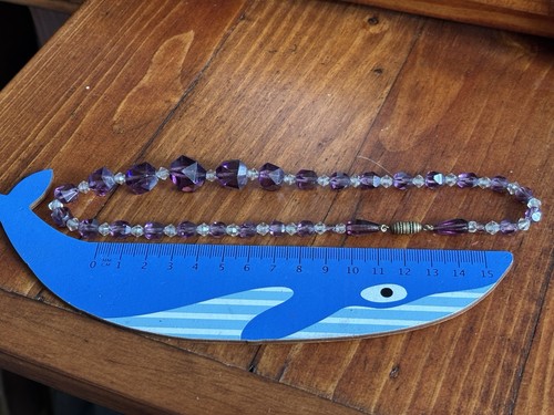 Purple glass necklace - art, deco