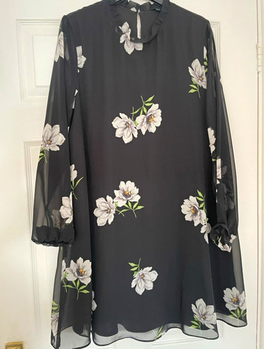 Black floral chiffon - black,