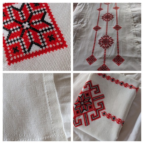Vintage linen tablecloth throw - vintage,