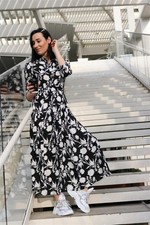 Zara Black White Floral Print