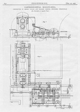 1907 3x Antique Engineer Prints - Cartridge Metal Rolling Mill