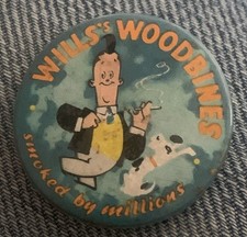 Vintage Cigarette Pin Badge Wills Woodbines Smoked By Millions