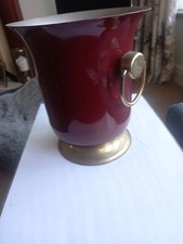 French Champagne Bucket,  Maroon &Gold. Stainless Steel, Christmas table/party?