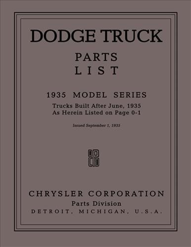 1935 dodge truck - parts, book