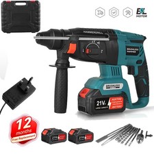 Cordless Hammer Drill SDS Rotary Electric Impact Hammer Heavy Duty + 2 Batteries