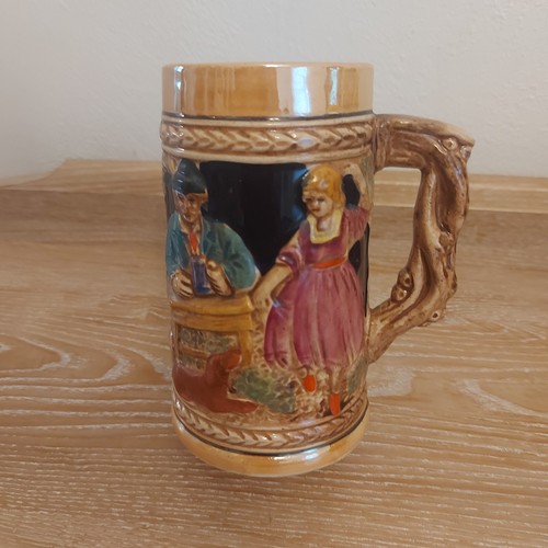 Vintage pottery beer jug - pottery,