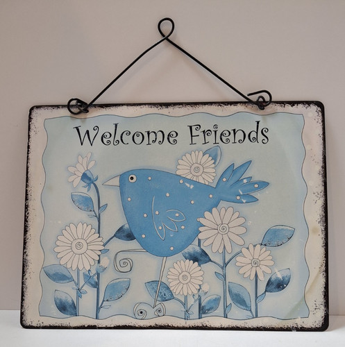 Vintage tin metal welcome - tin,