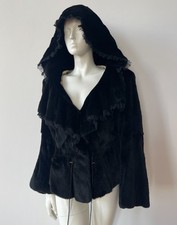 Luxurious HOCKLEY FURS Real Sheared Fur HOOD Hooded Jacket Coat 10 Black SCORPIO