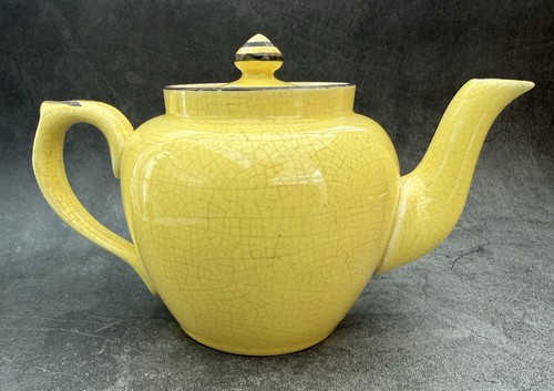Vintage yellow glaze teapot - vintage,