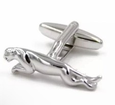 Jaguar 3D Pair Silver Plated Car Cufflinks -Leaping Jaguar IN CUFFLINK POUCH UK
