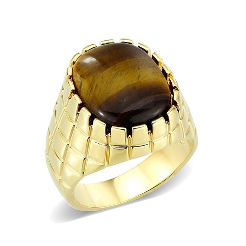 Mens tigers eye ring gold - eye,