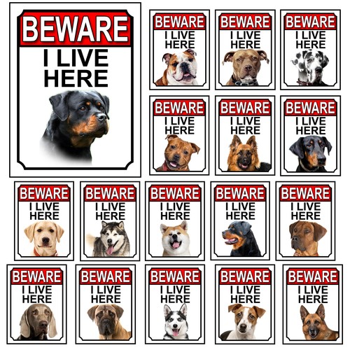Dog breed gate signs - gate, beware