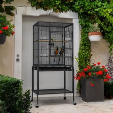 53'' Large Bird Cage with Rolling Stand and Trays for Parrot, Cockatoo, LoveBird