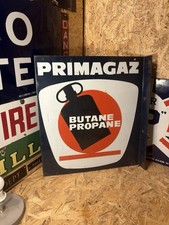 Vintage Flanged Double Sided Enamel Advertising Sign - Primagaz / French / Gas