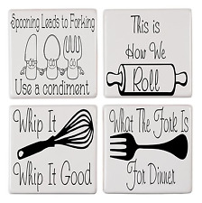 Kitchen Tile Transfer in a Pack of 4 Fun Quotes Ceramic Tile Stickers Great Fun 