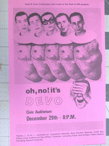 Vtg 1982 punk flyer devo - punk,