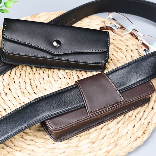 Leather portable glasses case - portable,