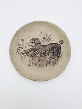 Vintage Poole trinket dish etched poodle dog mini plate
