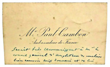 Antique French Diplomat Paul Cambon Ambassador France Business Card 1923