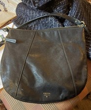 FOSSIL LEATHER Gwen Hobo Bag  Messenger Black