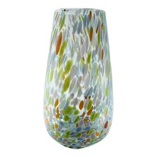 Large Murano Glass Vase Multi Green Purple Millefiori 22cm
