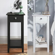 Side Table Tall Slim Cabinet Telephone Lamp Stand Drawer Shelf Bedside Table UK