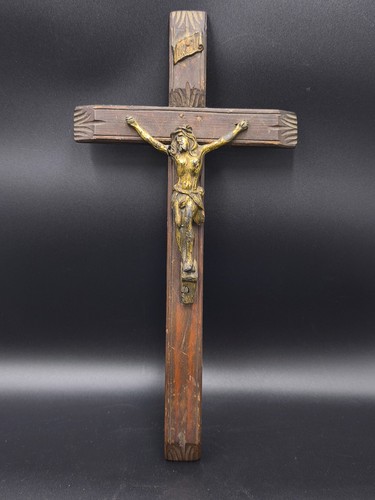 Antique wooden crucifix - antique,